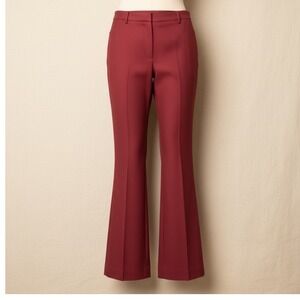 Signature Larry Levine Women 12 Flare Trouser Cranberry Herringbone Dress Pant